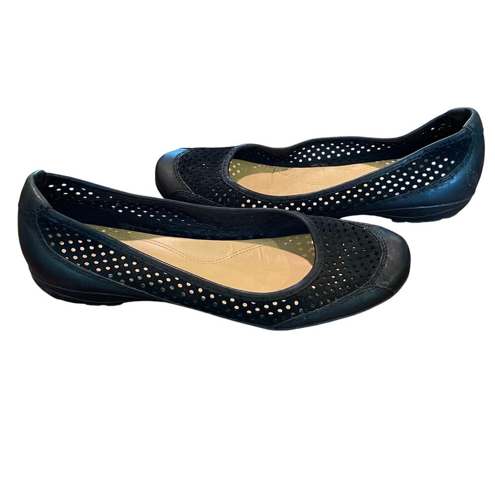 Naturalizer Black Leather Mesh Ballet Flats, "Picker" Flats, Minimalist, Sz 9.5